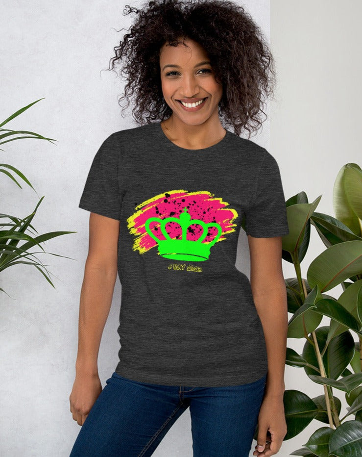 Punk style coronation t-shirt. Extra small through to plus size