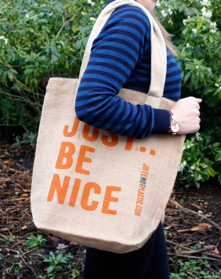 Slogan Jute Tote Bag