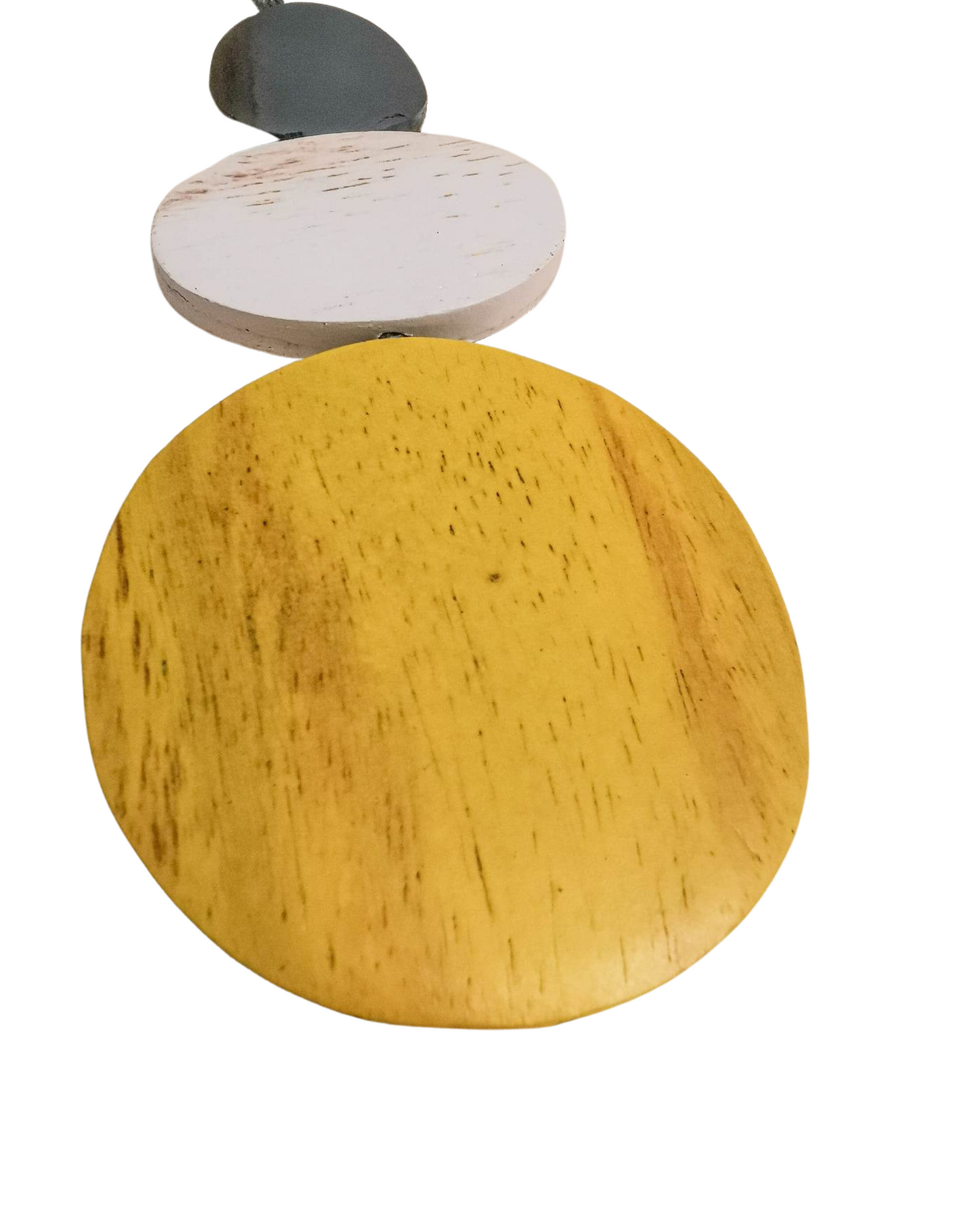 Wooden disc mustard and grey adjustable necklace