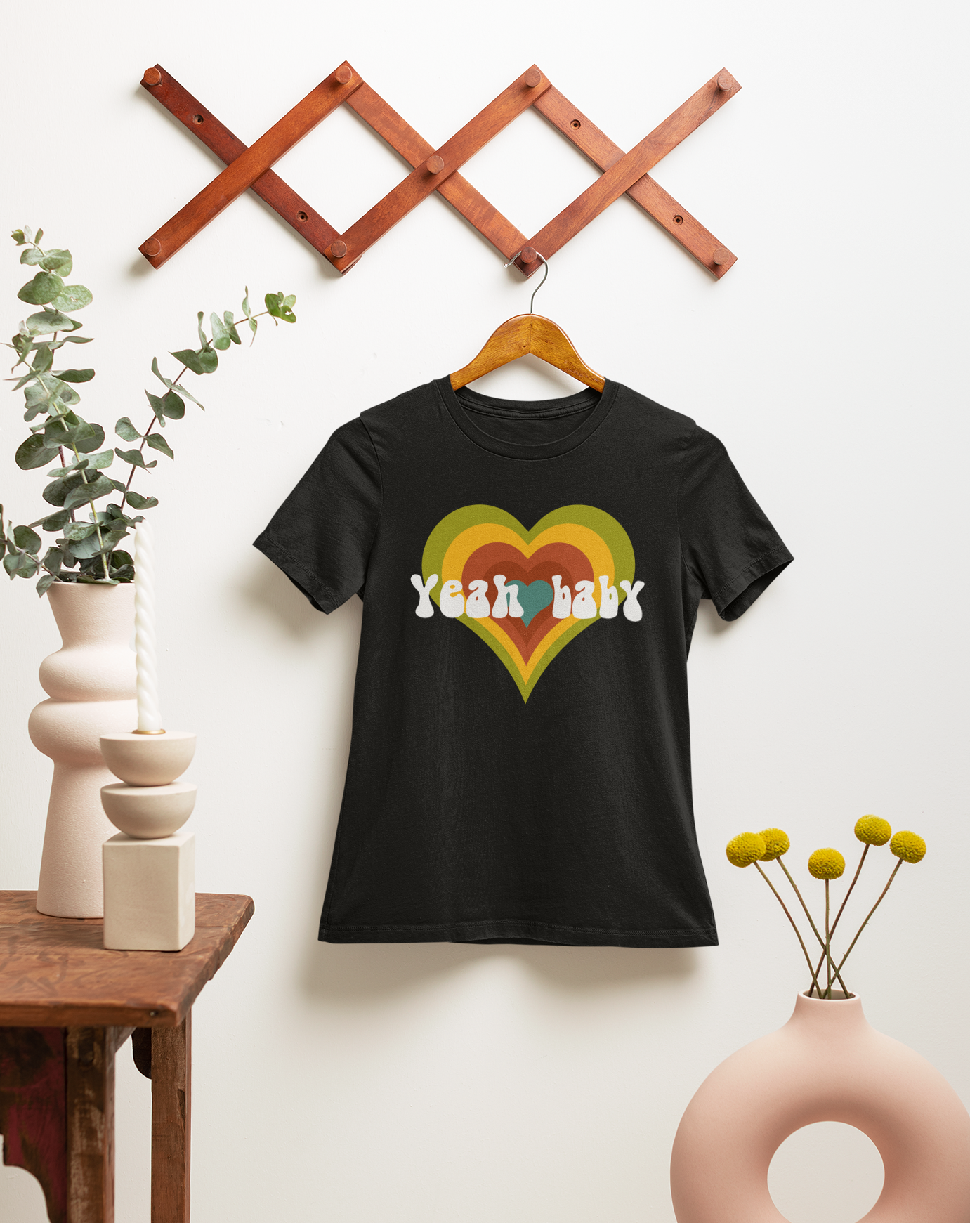 Yeah Baby cotton vintage-inspired t-shirt. Small through to 3XL