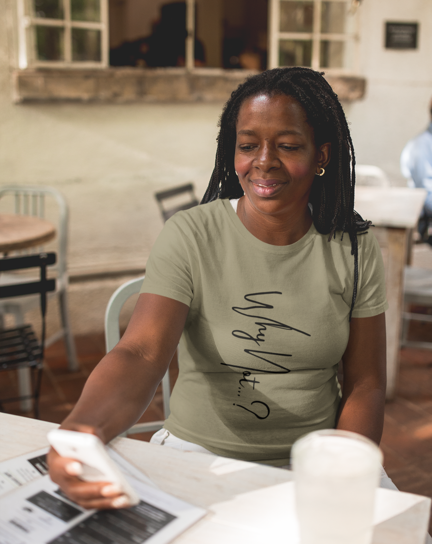 'Why not?' woman's organic cotton t-shirt. Small through to plus-size