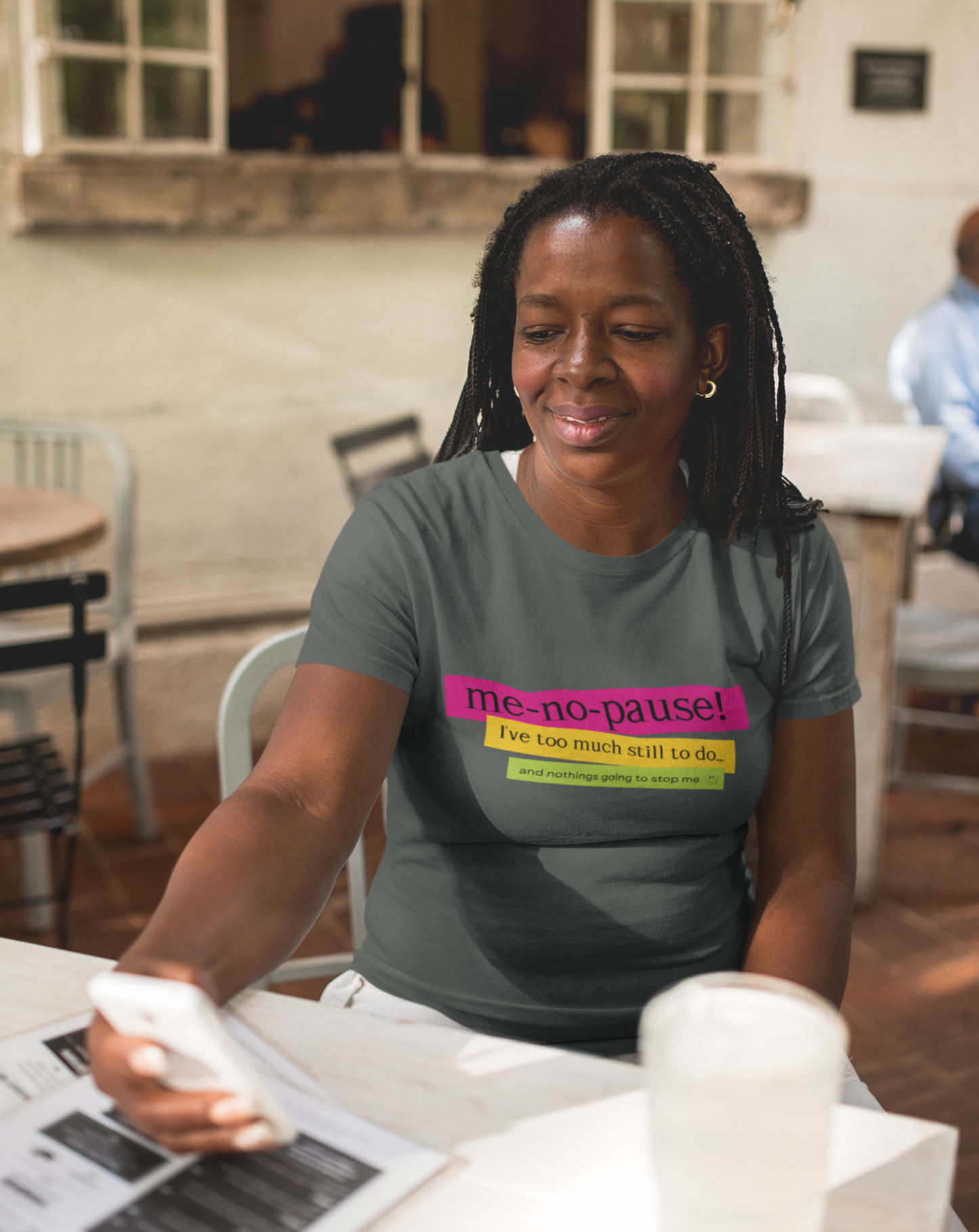 Me-no-pause women's cotton t-shirt. Small through to 3XL