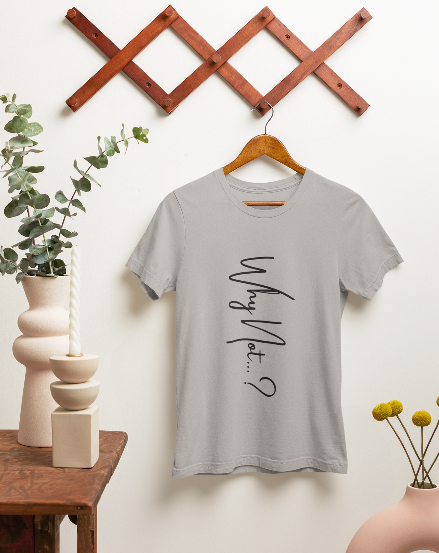 'Why not?' woman's organic cotton t-shirt. Small through to plus-size