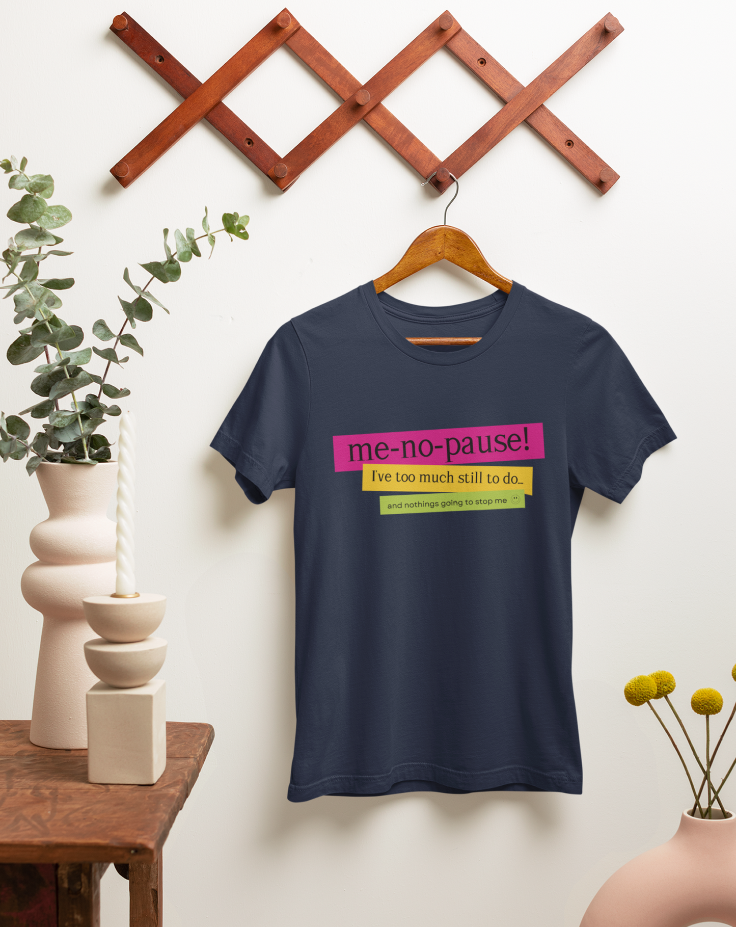 Me-no-pause women's cotton t-shirt. Small through to 3XL