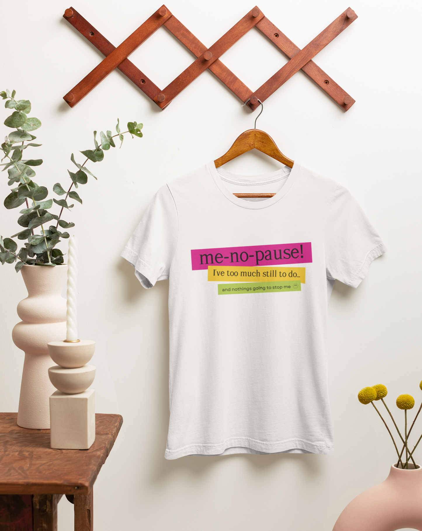 Me-no-pause women's cotton t-shirt. Small through to 3XL