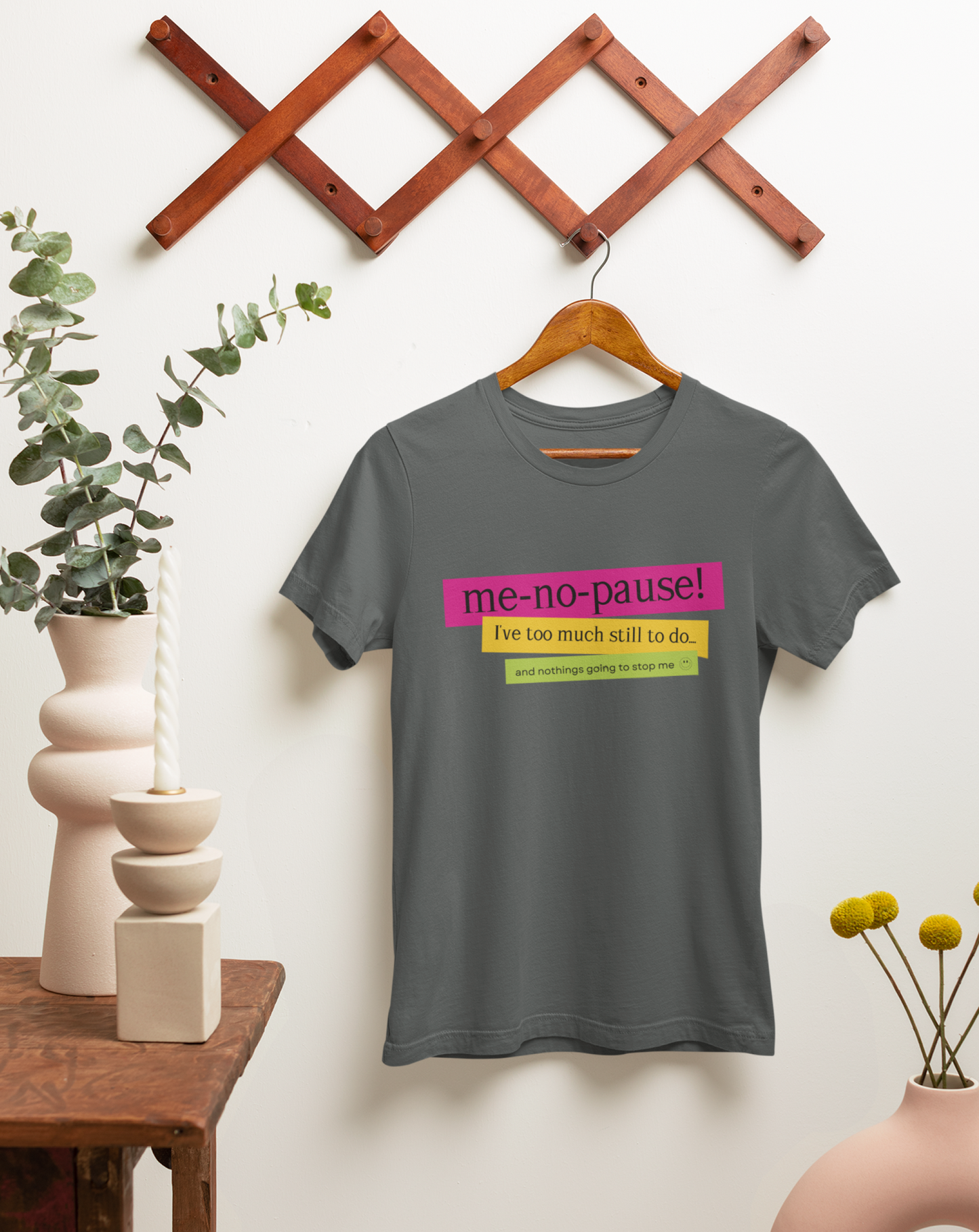 Me-no-pause women's cotton t-shirt. Small through to 3XL