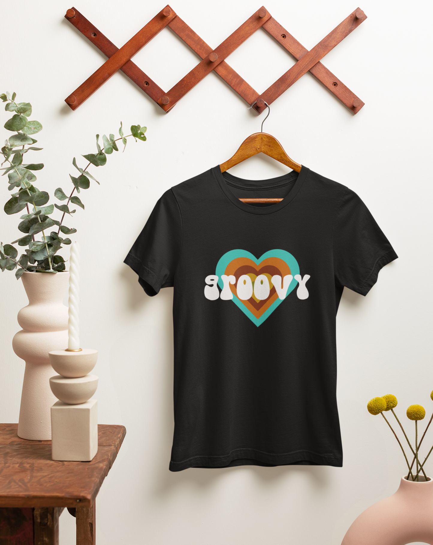 'Groovy' cotton, vintage-inspired t-shirt. Small through to 3XL