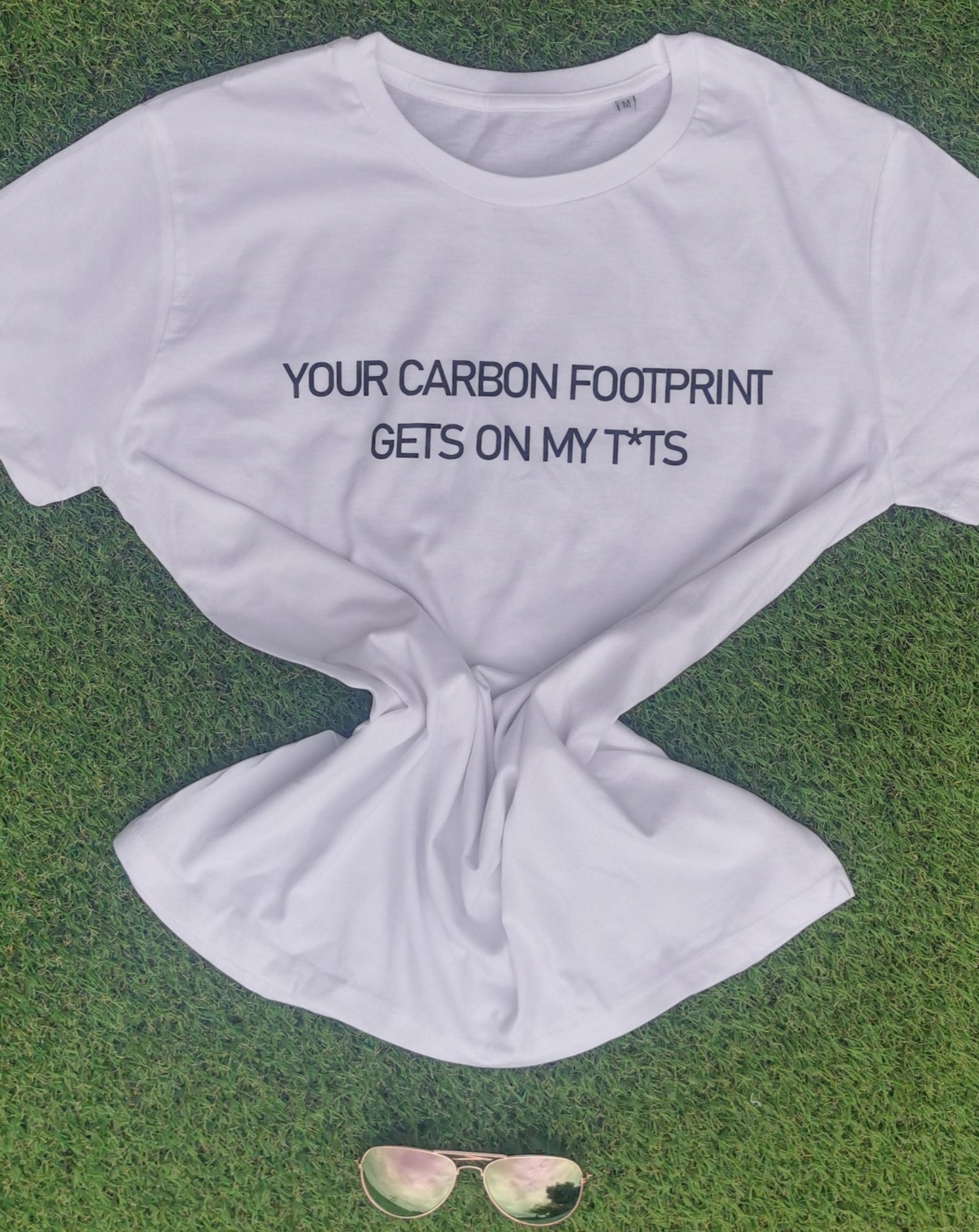 'Your carbon footprint...' climate change organic cotton t-Shirt, one size