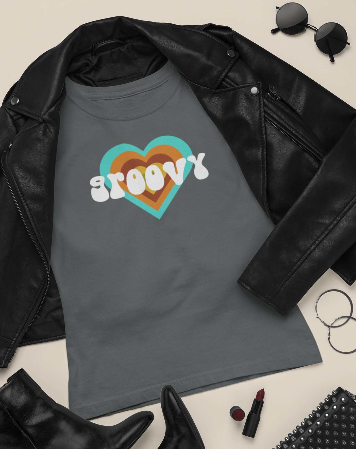 'Groovy' cotton, vintage-inspired t-shirt. Small through to 3XL