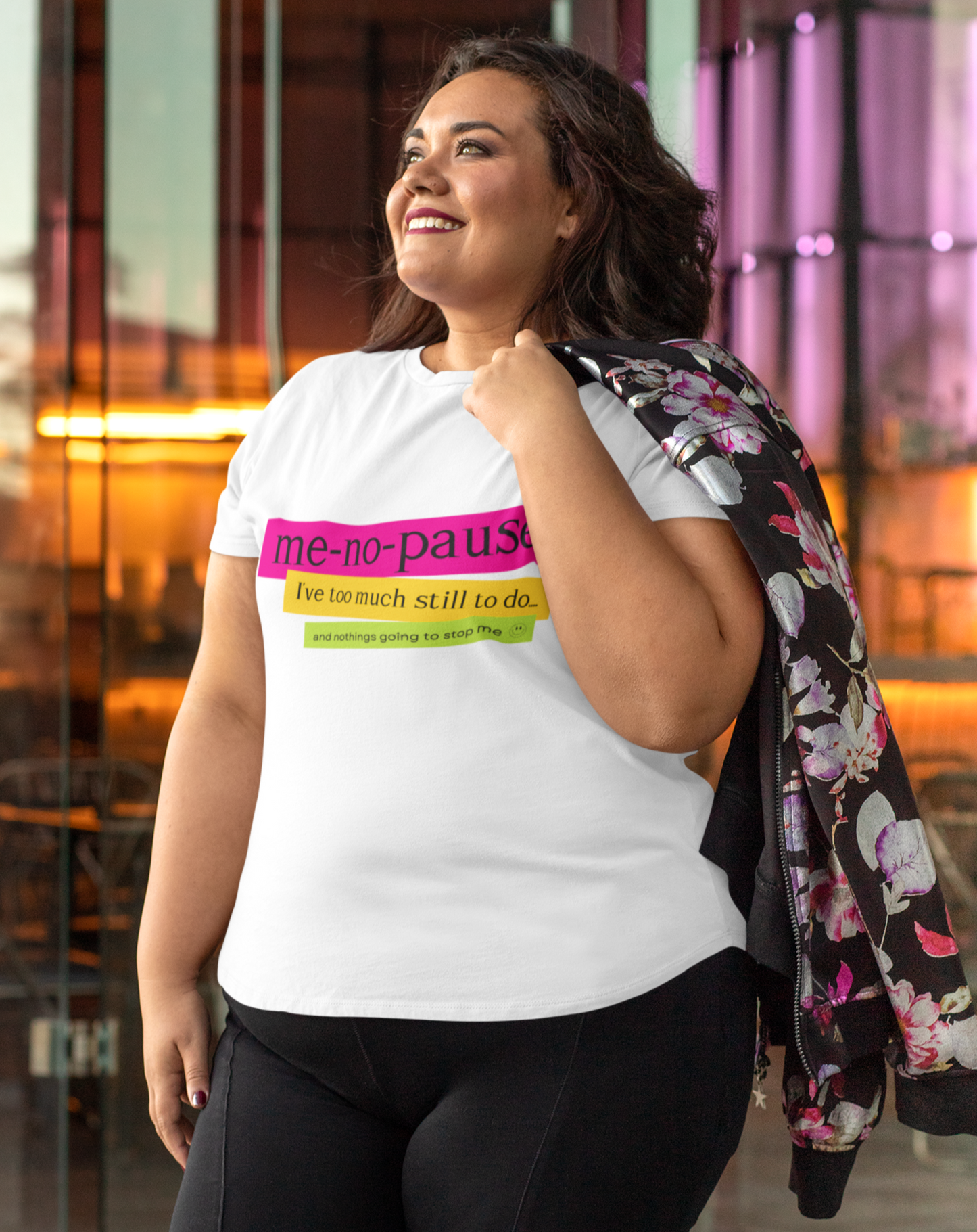 Me-no-pause women's cotton t-shirt. Small through to 3XL