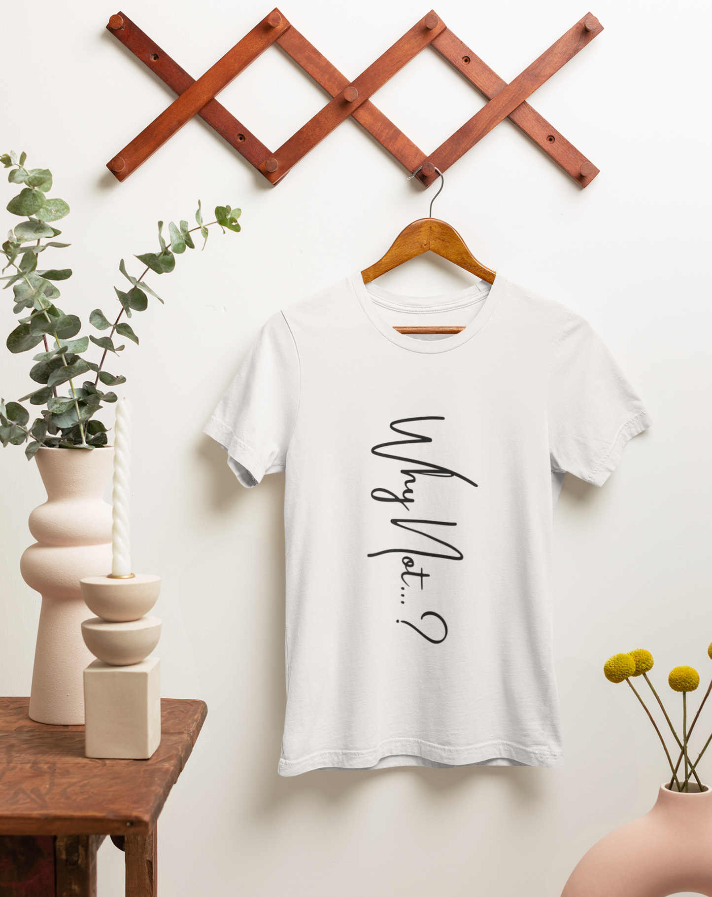 'Why not?' woman's organic cotton t-shirt. Small through to plus-size