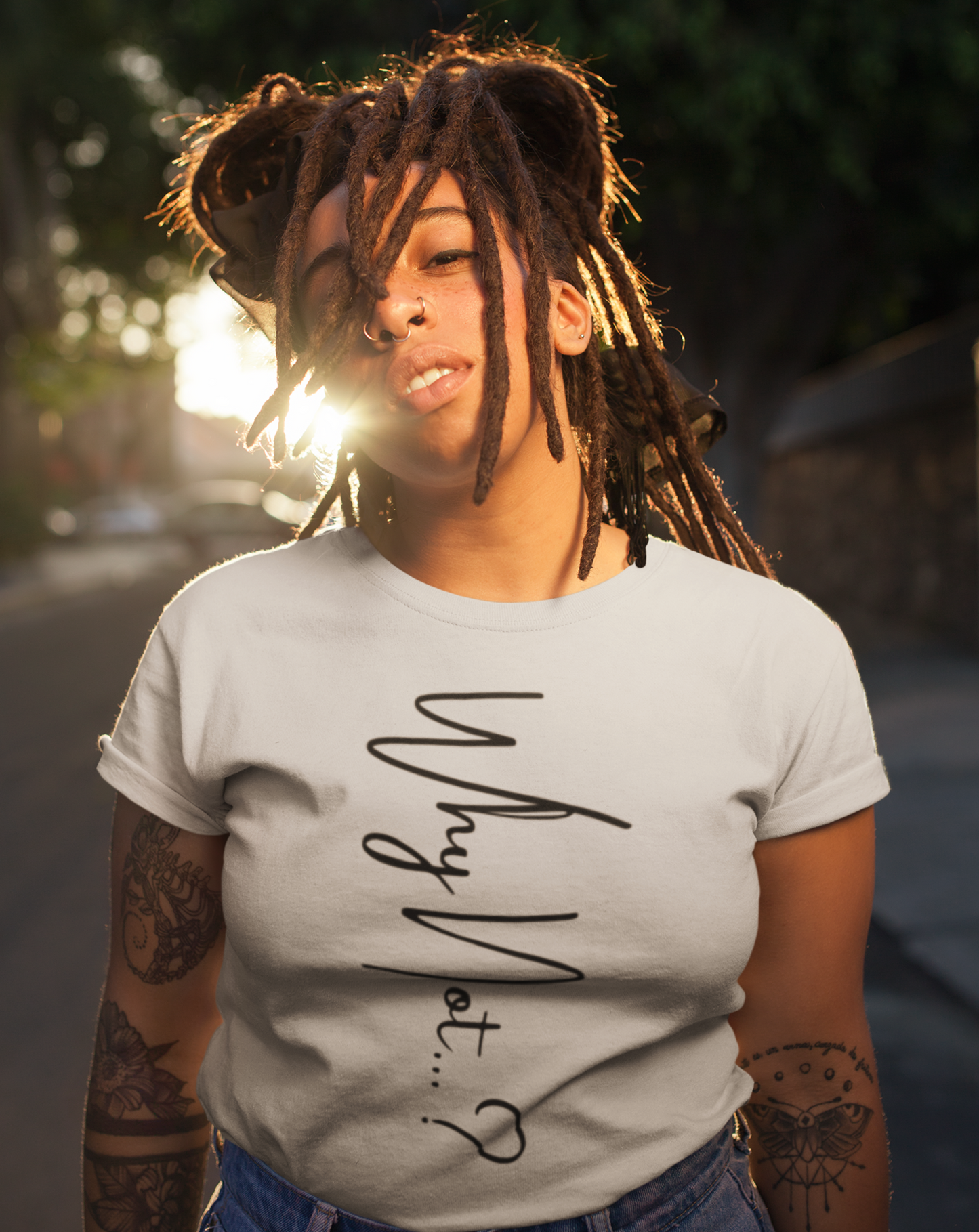 'Why not?' woman's organic cotton t-shirt. Small through to plus-size