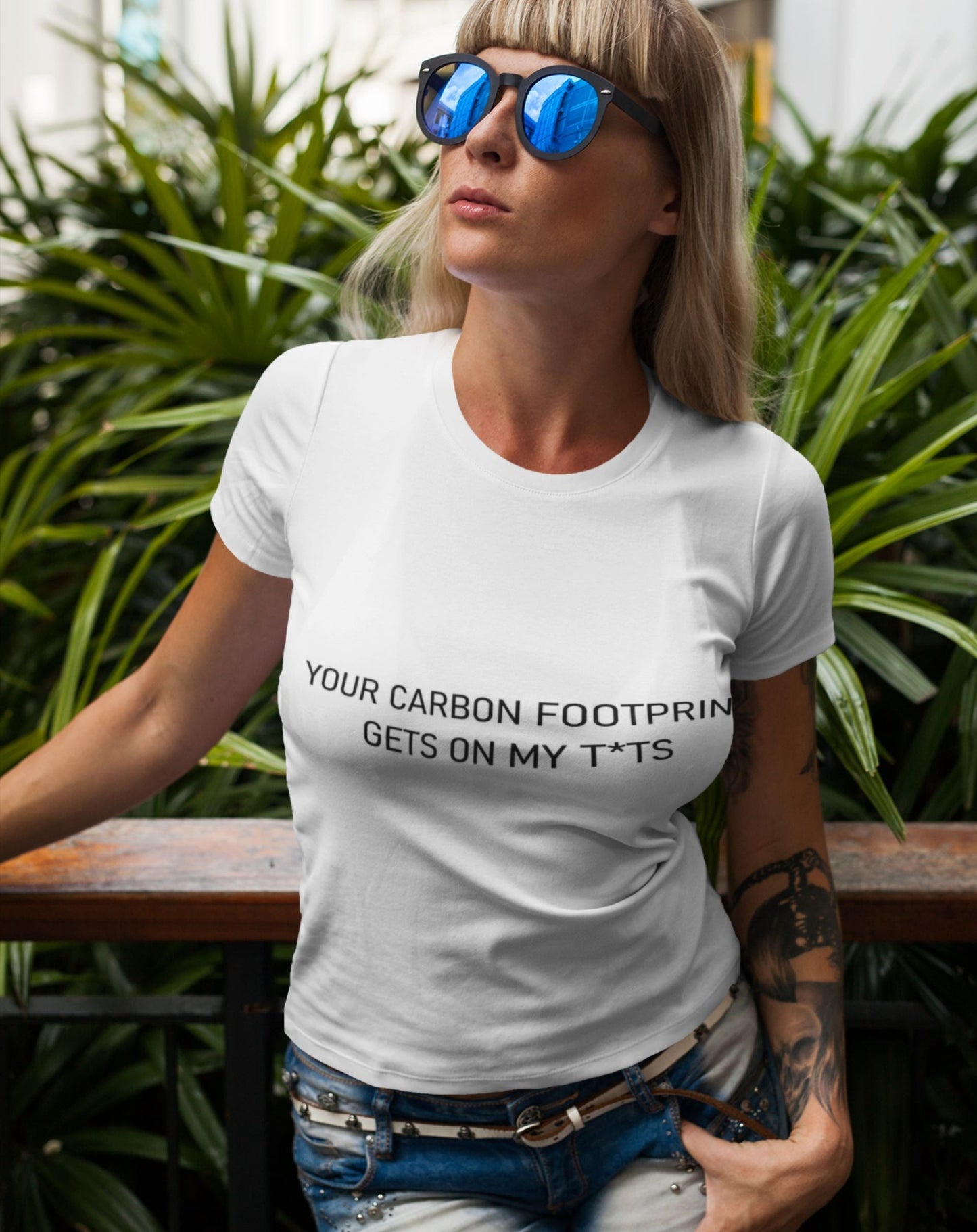 'Your carbon footprint...' climate change organic cotton t-Shirt, one size