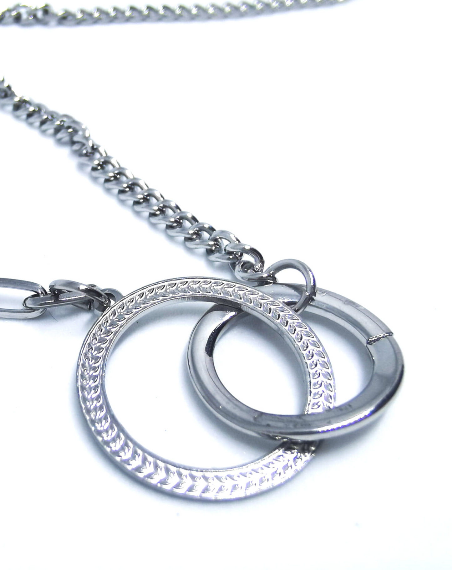 Gold or silver Interlocking ring necklace - silver or gold plating on stainless steel