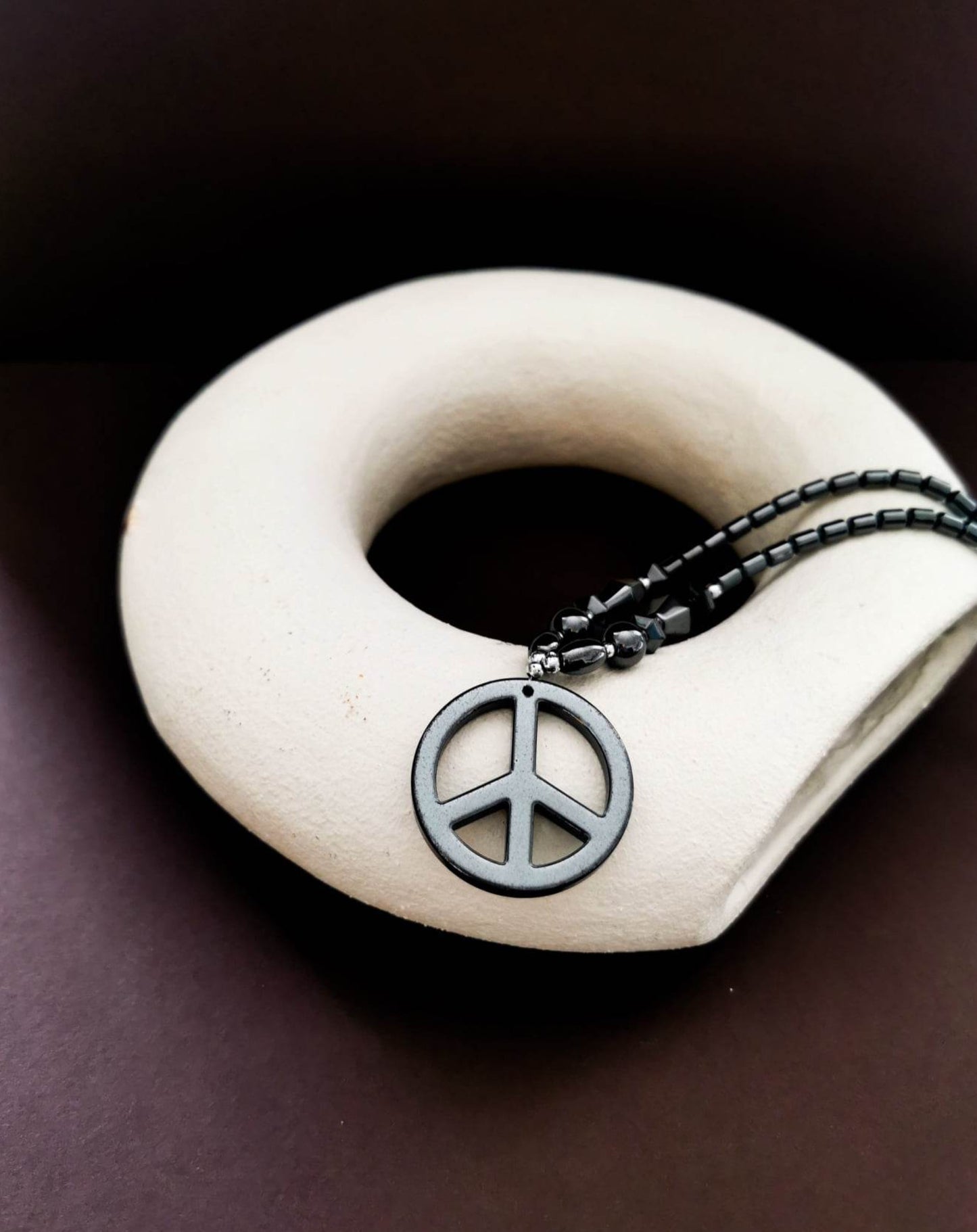 Peace sign beaded necklace