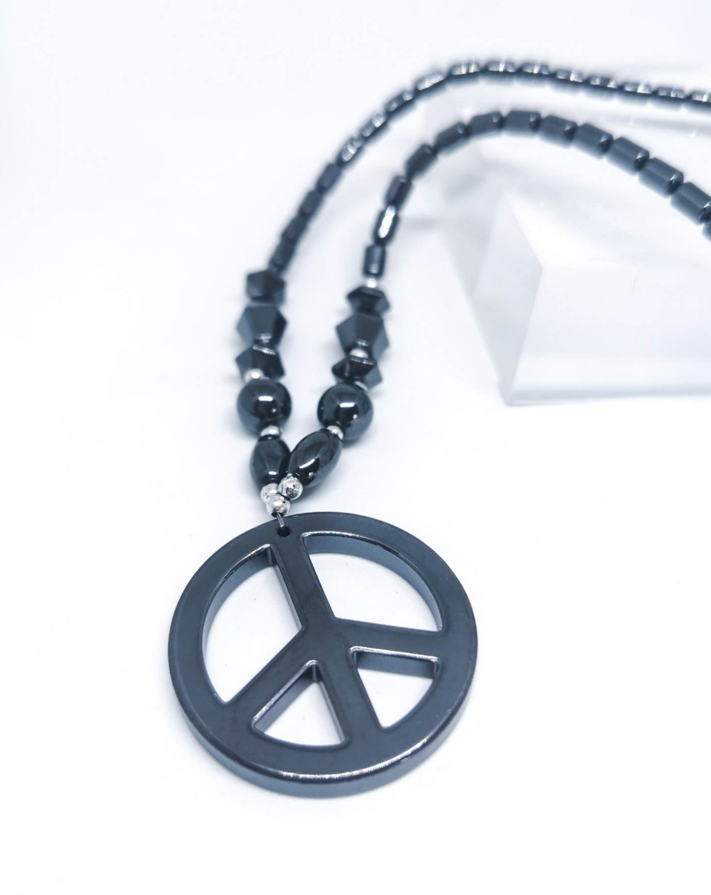 Peace sign beaded necklace