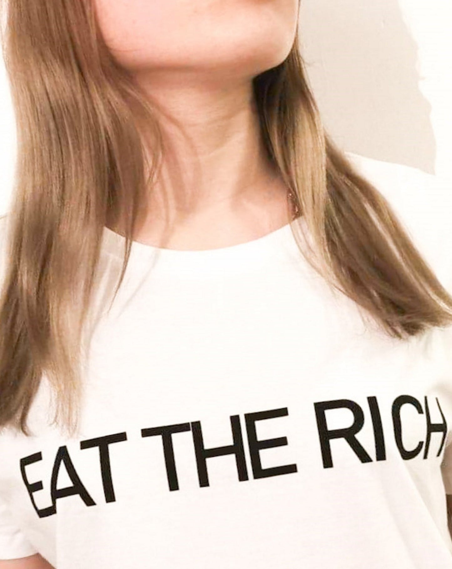 'Eat the rich' white organic cotton t-shirt, one size