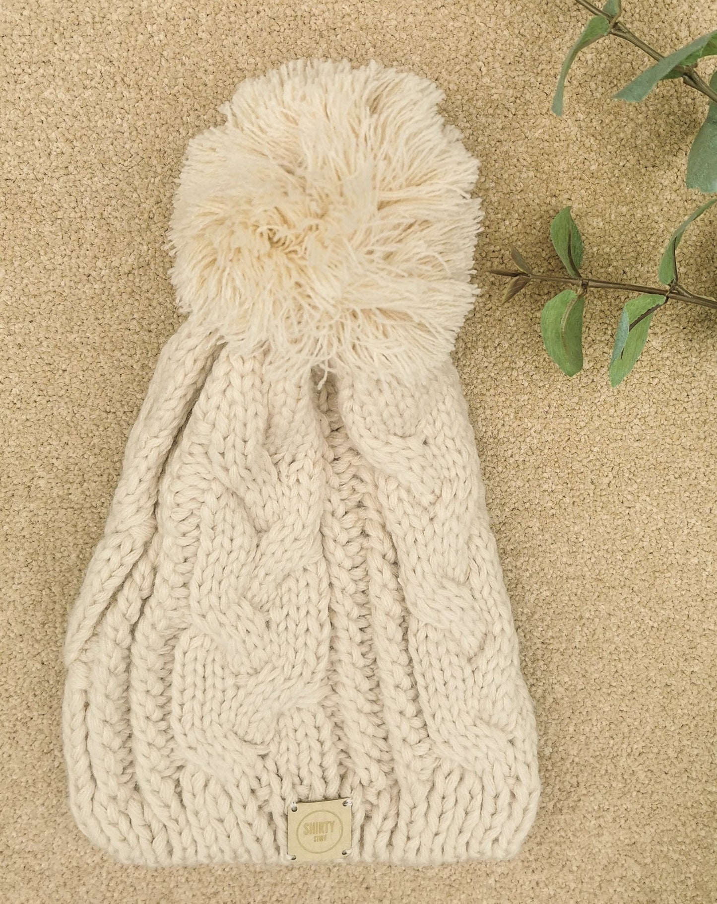 Cream chunky knit bobble hat