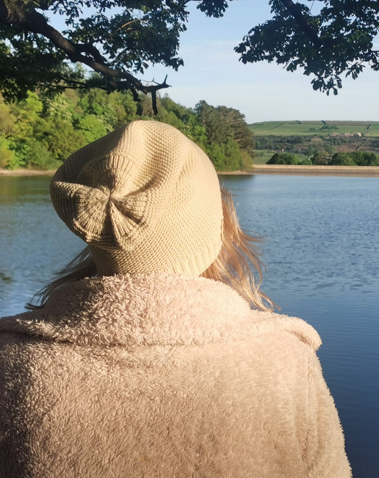 Slouchy oversized cream lined beanie hat