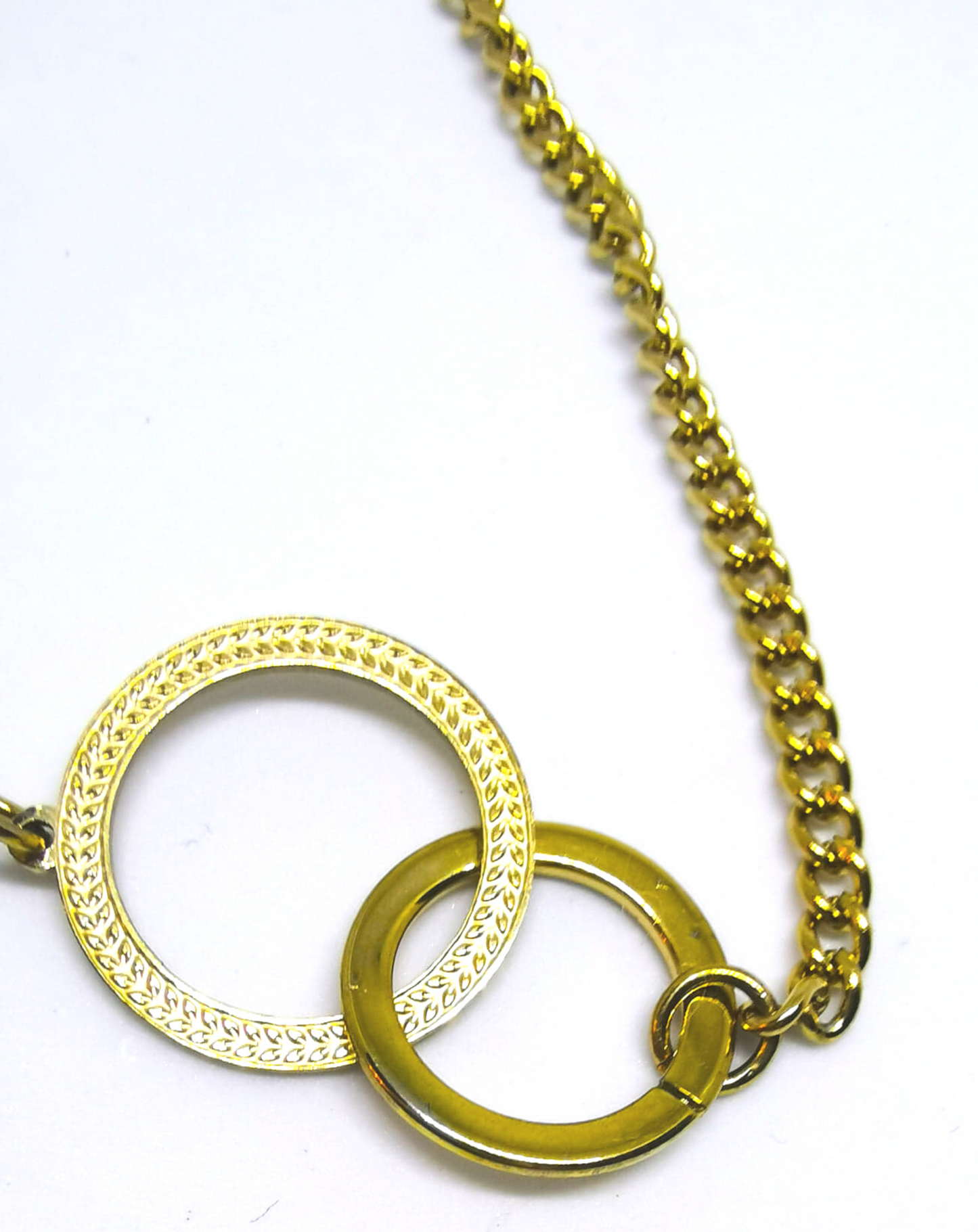 Gold or silver Interlocking ring necklace - silver or gold plating on stainless steel