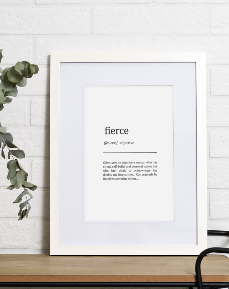 Fierce Definition Wall Art. Great Gift for Anyone Who Likes 