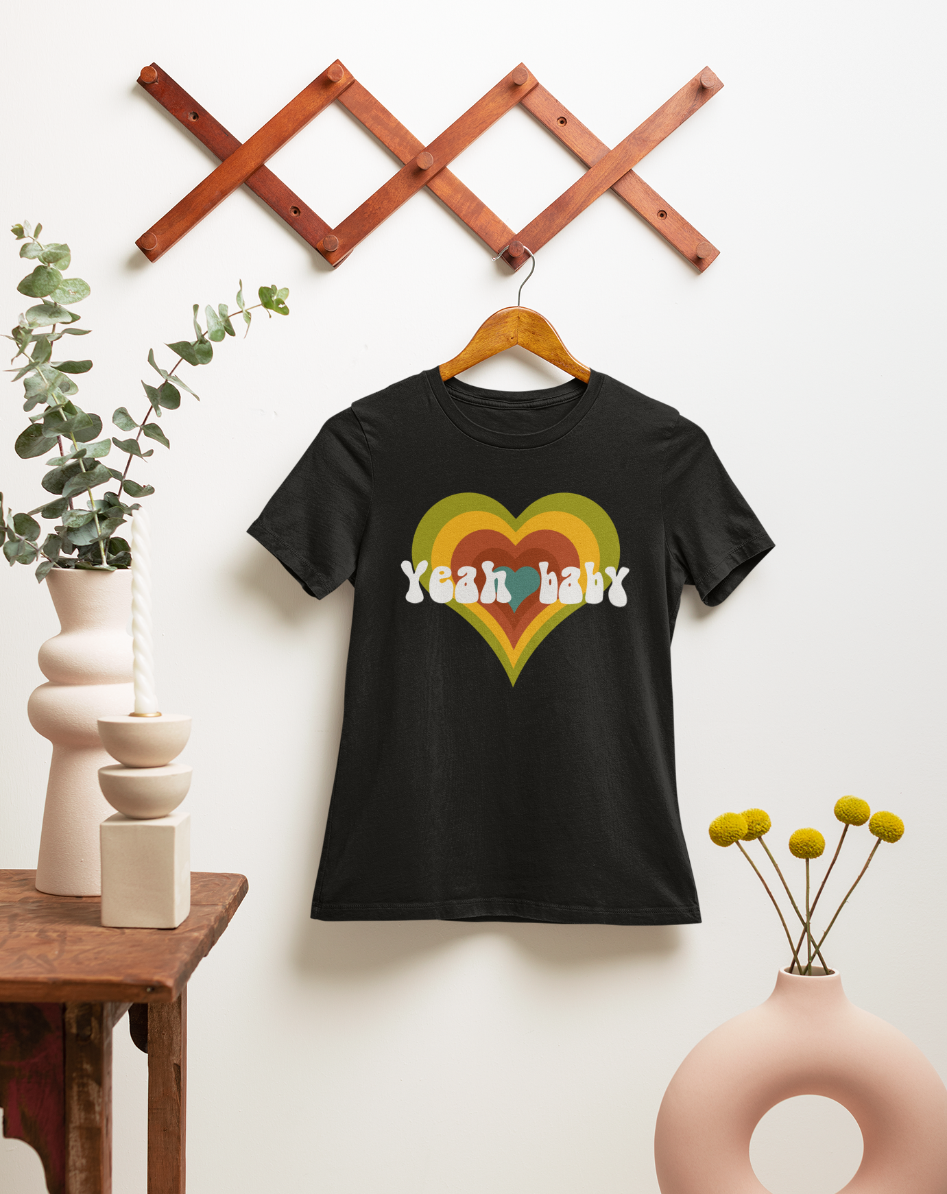 Yeah Baby cotton vintage-inspired t-shirt.  Small through to 3XL