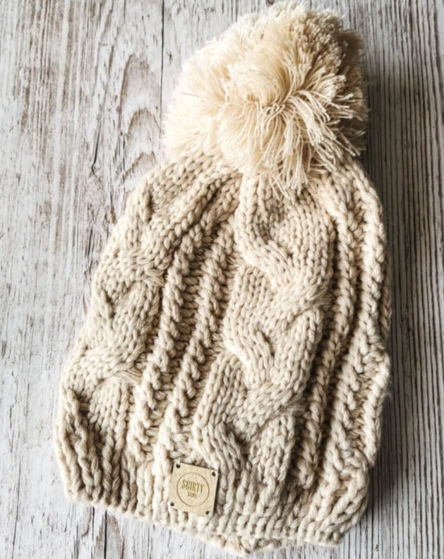 Cream chunky knit bobble hat