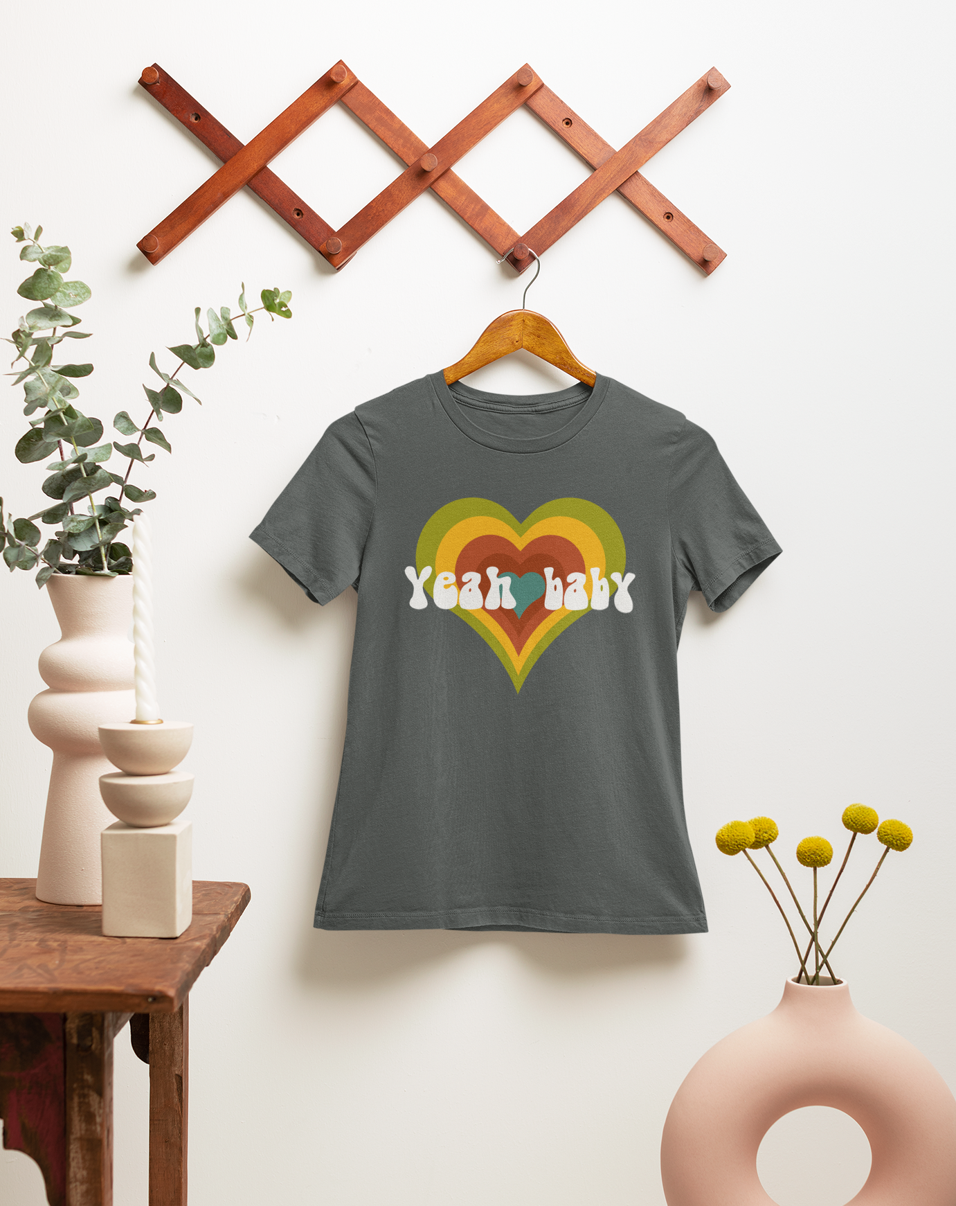 Yeah Baby cotton vintage-inspired t-shirt.  Small through to 3XL