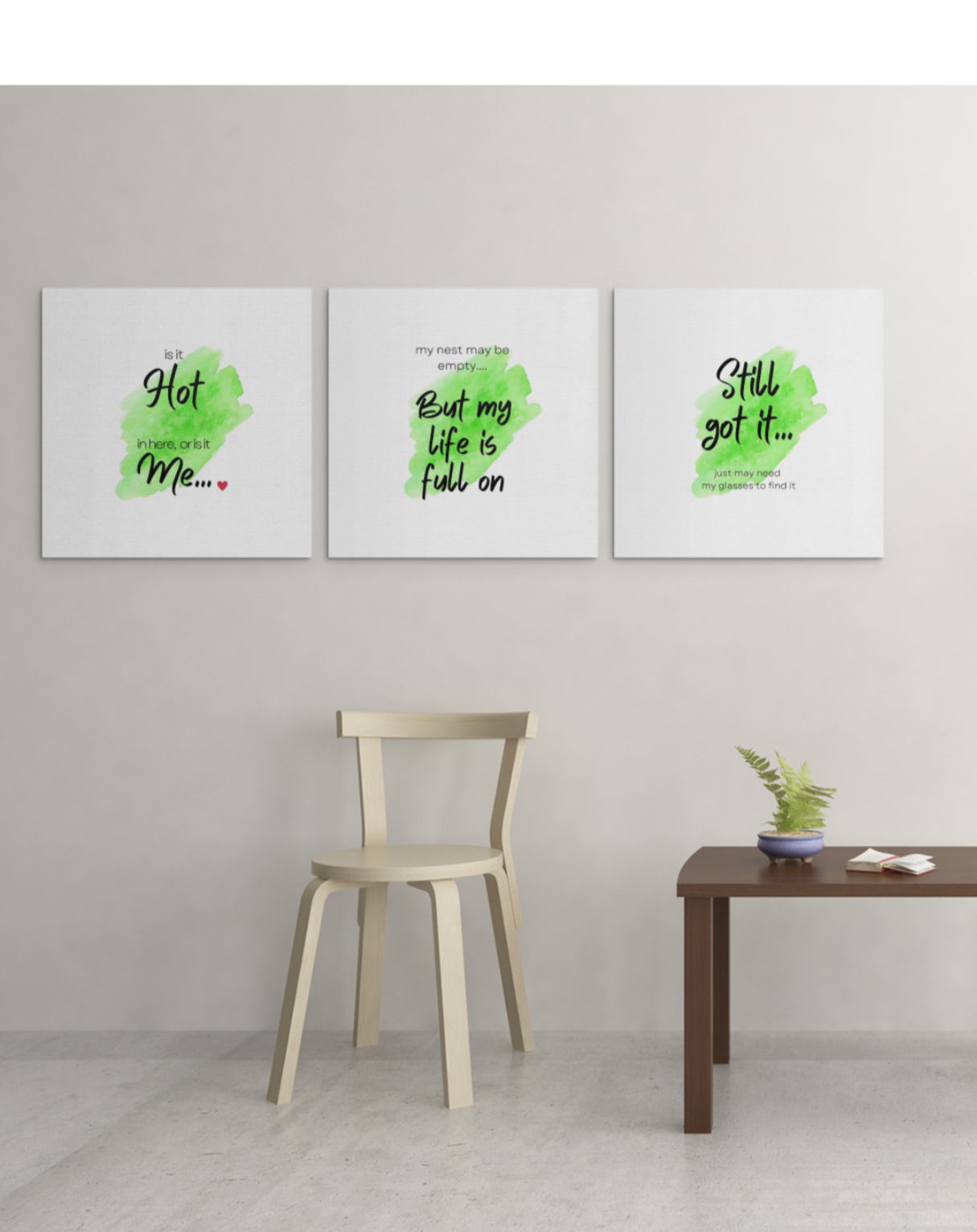 Set of three digital wall art prints for midlife women