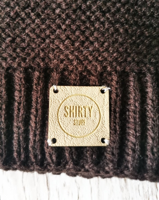 Slouchy oversized grey lined  beanie hat