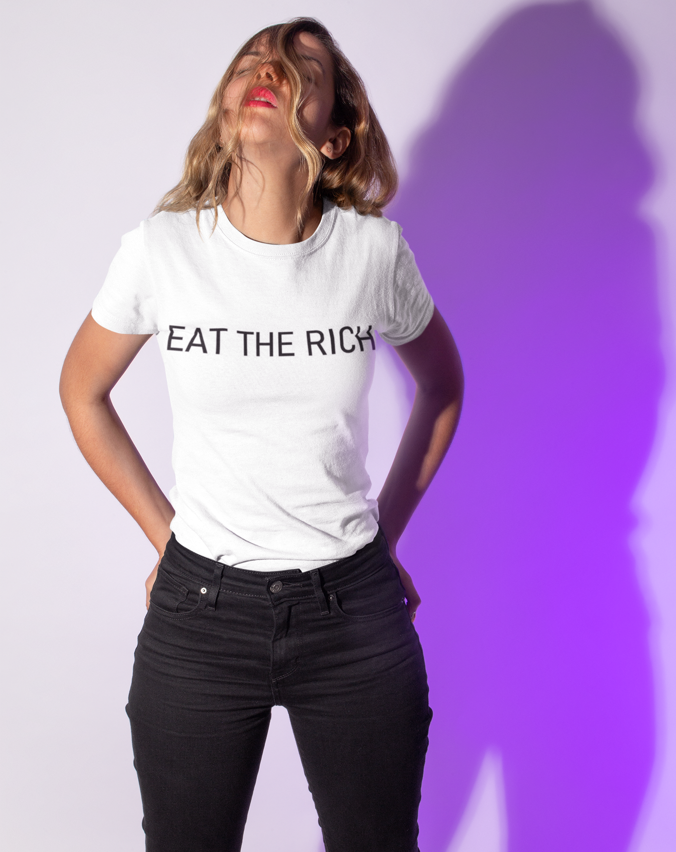 'Eat the rich' white organic cotton t-shirt, one size