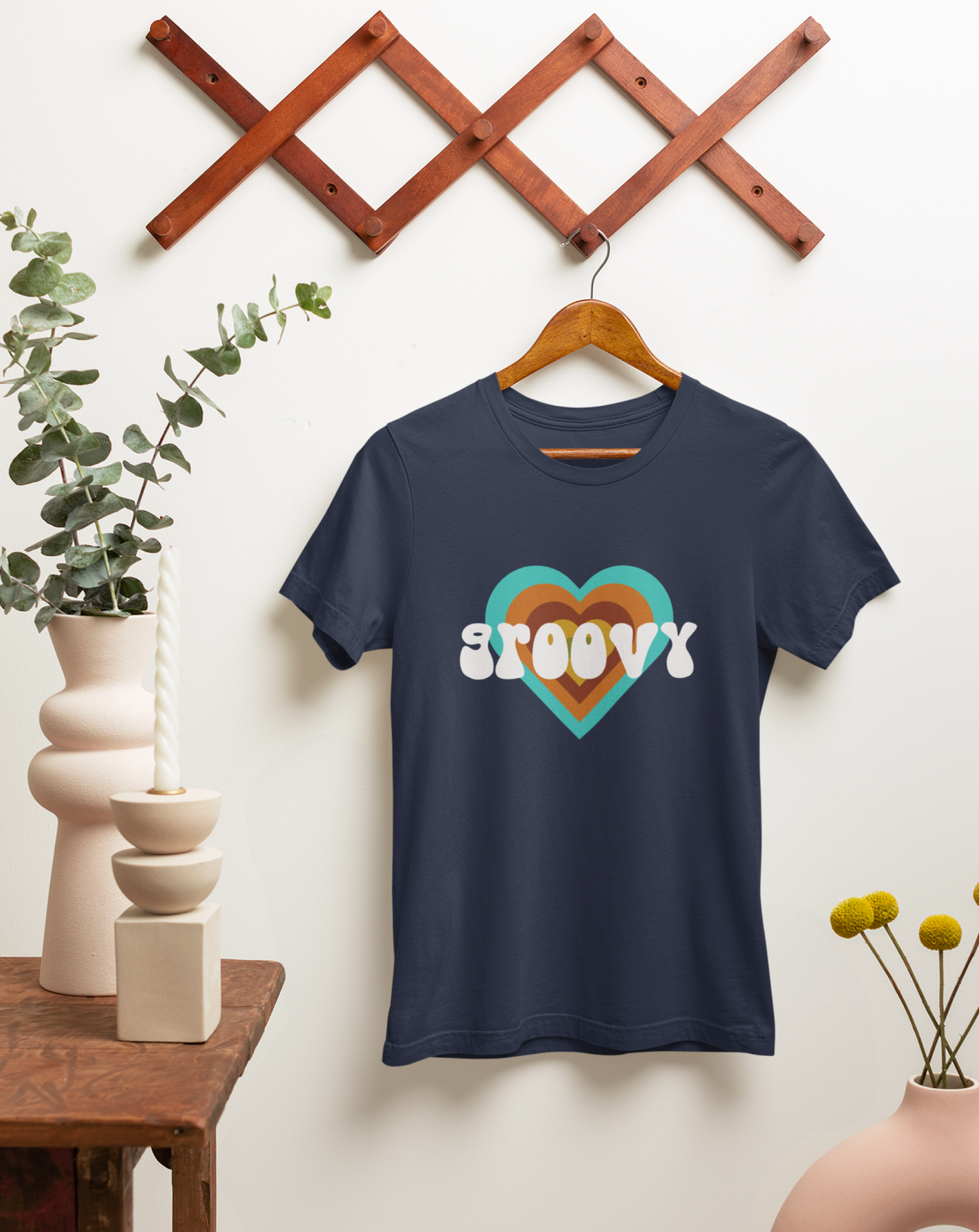 'Groovy' cotton, vintage-inspired t-shirt. Small through to 3XL