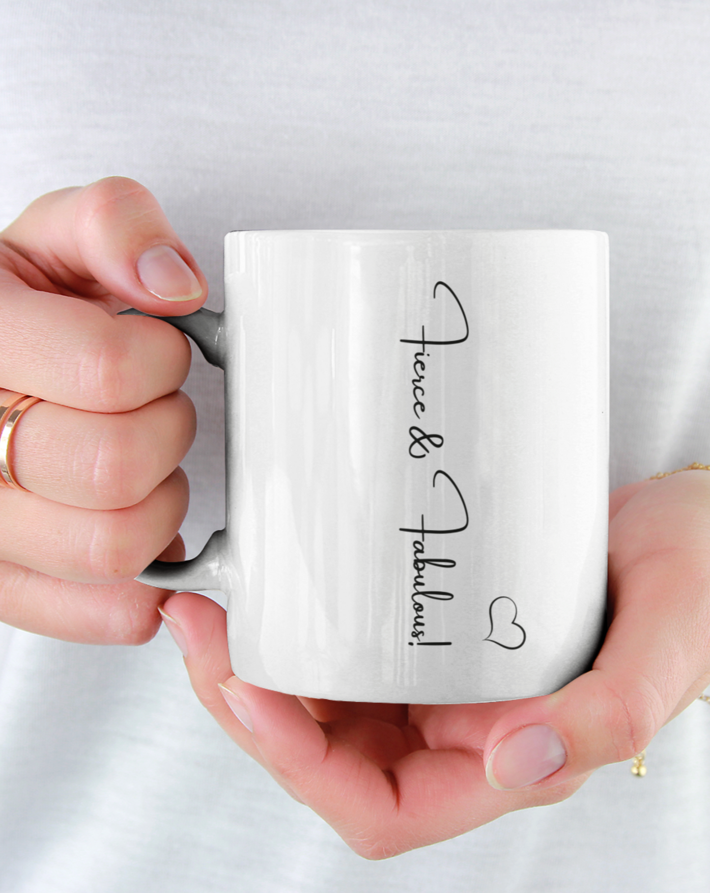 Fierce and fabulous white ceramic mug - comes in two sizes