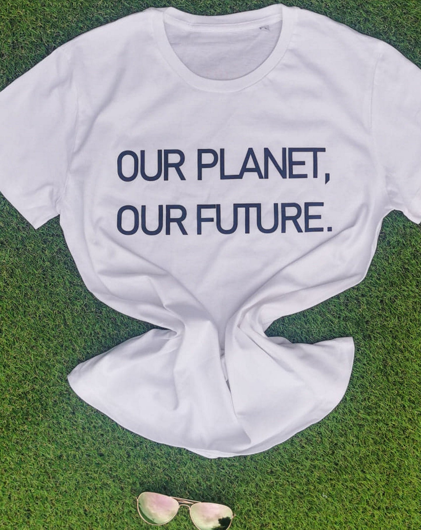 'Our planet our future' organic cotton t-shirt, one size