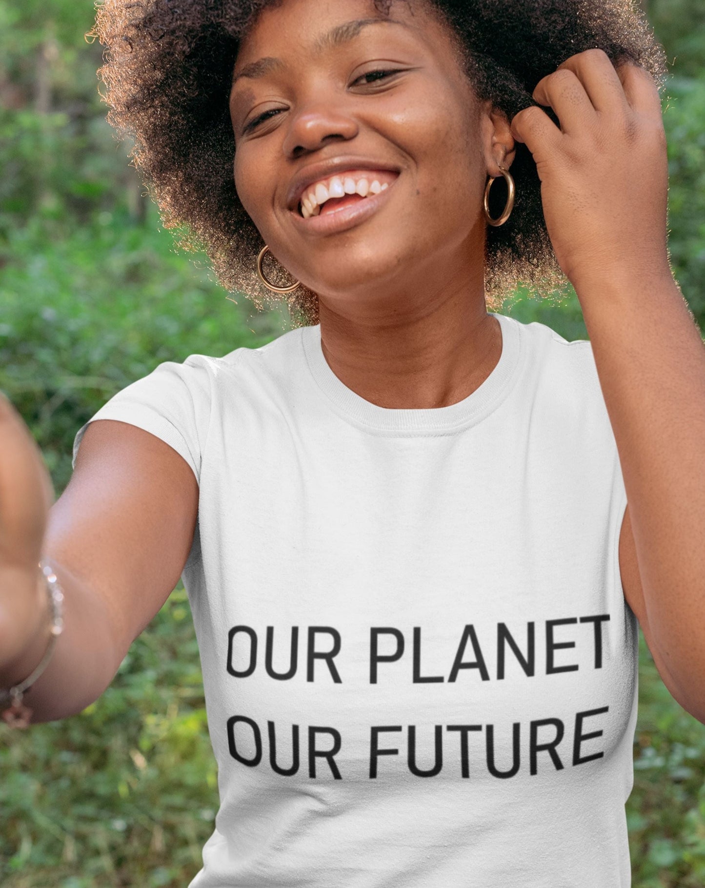 'Our planet our future' organic cotton t-shirt, one size