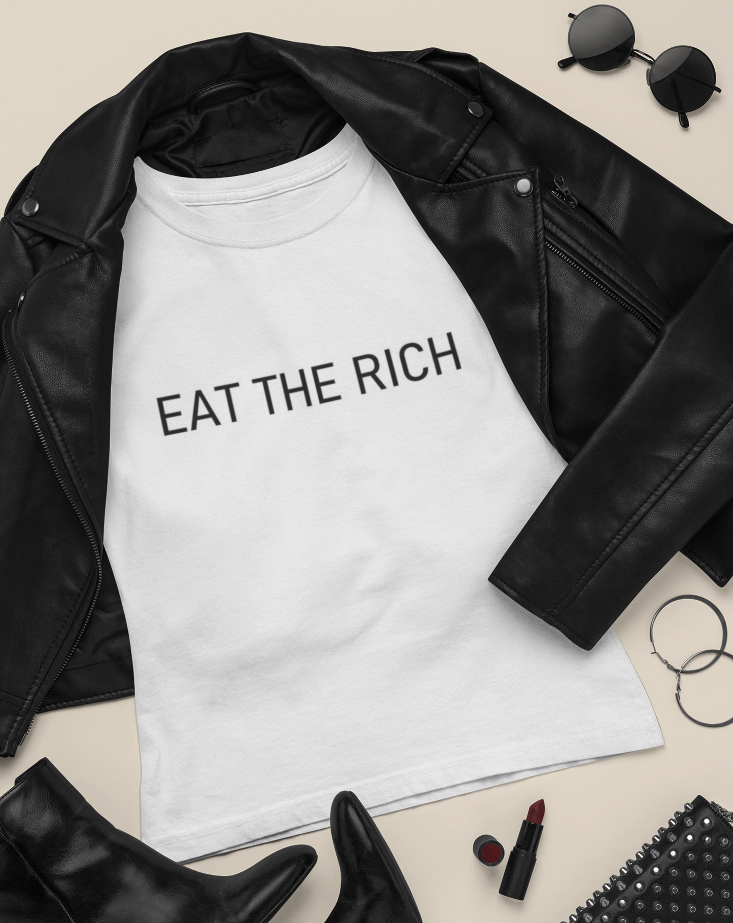 'Eat the rich' white organic cotton t-shirt, one size