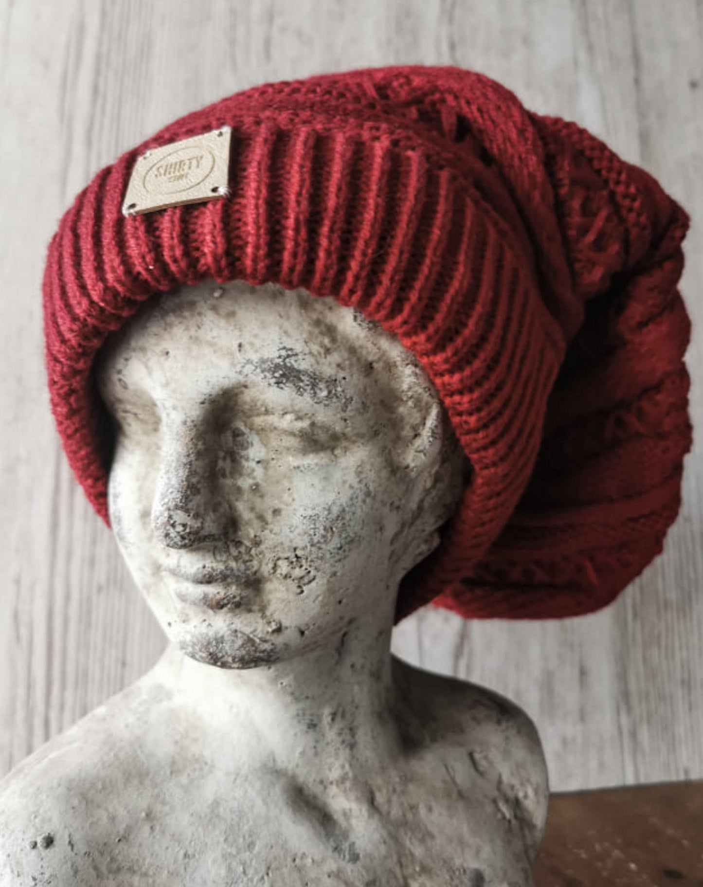 Red oversized slouchy beanie hat