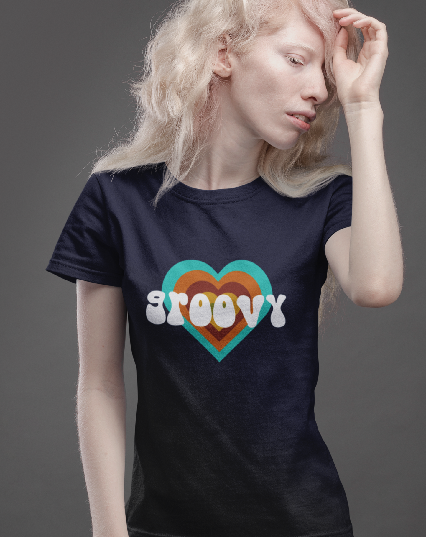 'Groovy' cotton, vintage-inspired t-shirt. Small through to 3XL