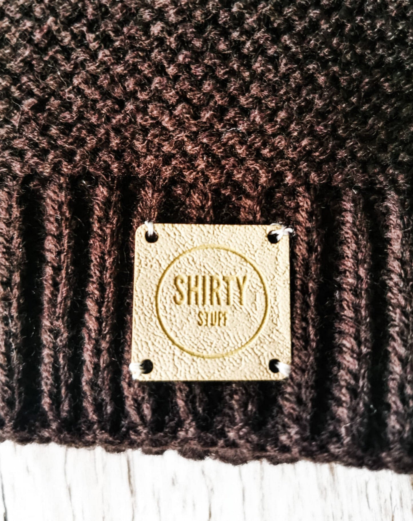 Slouchy oversized brown lined woollen beanie hat