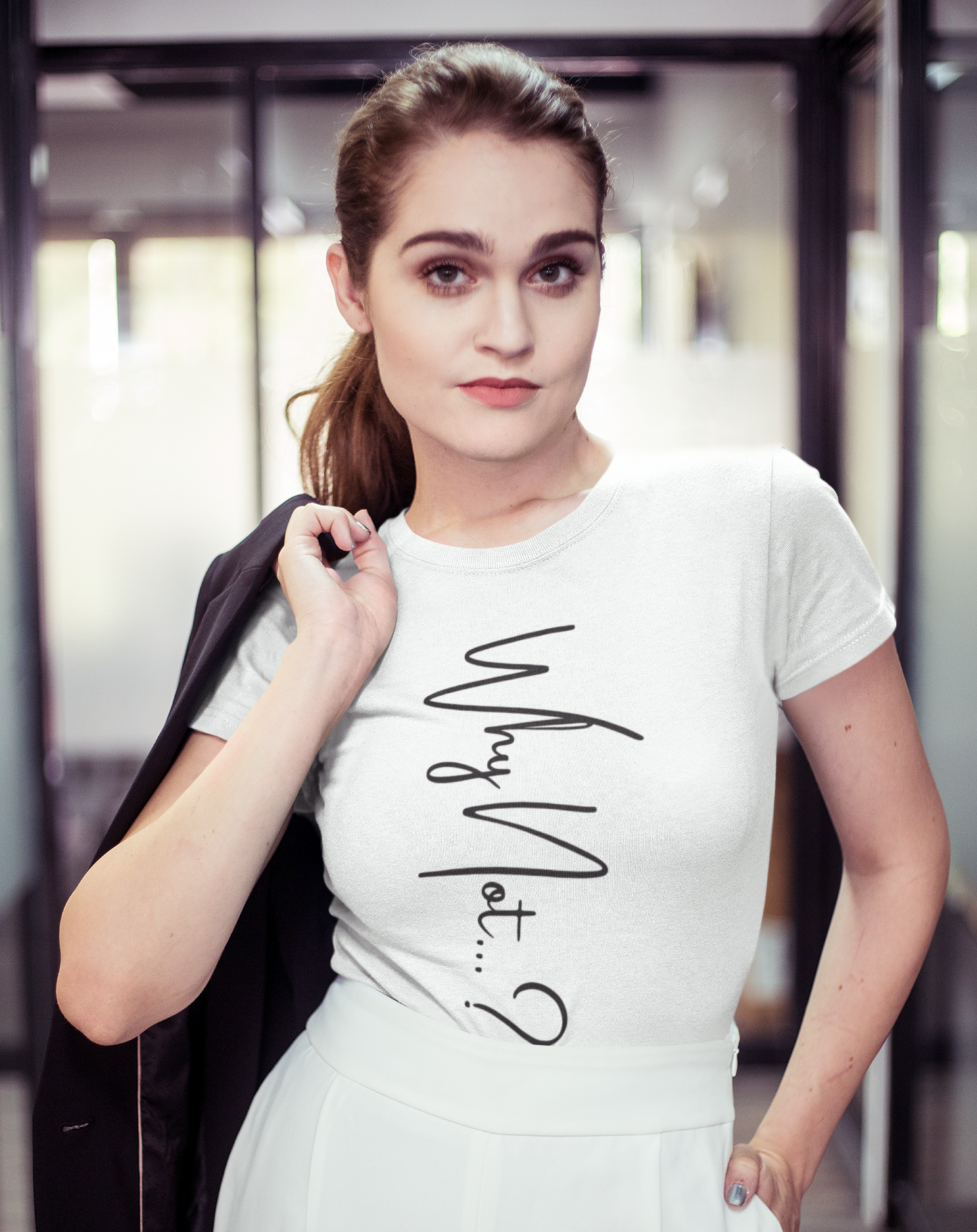 'Why not?' woman's organic cotton t-shirt.  Small through to plus-size